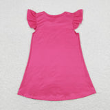 Hot pink flutter sleeves sunglasses singer girls dresses