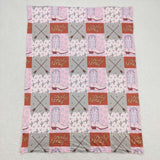 Howdy honey cactus boots plaid girls western blanket