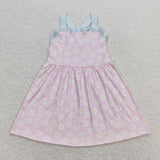 Plaid straps daisy baby girls summer dresses