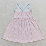 Plaid straps daisy baby girls summer dresses