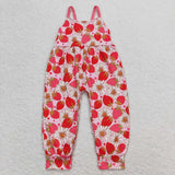 SR0887--Strawberries flower short sleeve girls romper
