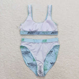 Green duck two pieces adult women summer swimsuit