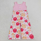 Pink sleeveless wild child smile girls jumpsuit