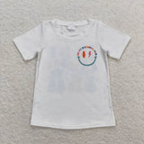 White short sleeves smile birthday singer girls shirt