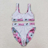 Pink plaid floral singer adult women summer swimsuit