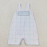 Embroidery Mama's boy plaid Mother's day baby romper