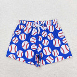 Blue baseball kids boys summer swim trunks