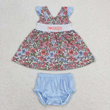embroidery I love DADDY floral tunic bummies girls clothes