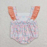 Flutter sleeves floral mouse baby girls romper