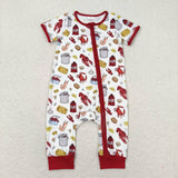 Short sleeves crab crawfish baby zipper romper