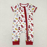 Short sleeves crab crawfish baby zipper romper