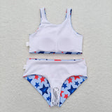 Sleeveless stars girls 4th of july swimsuit set