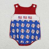 Sleeveless baseball flag baby boys romper