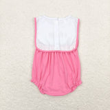 Embroidery I love MOM sleeveless pink baby girls mother's day romper