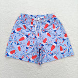 S0335 Blue firework popsicle adult men 4th of july swim trunks