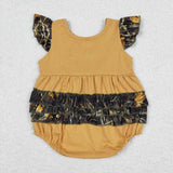 Camo flutter sleeves run deer baby girls romper