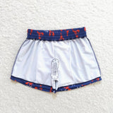 Navy red crawfish kids boys summer swim trunks