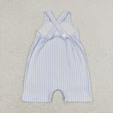 Stripe straps pocket baby boy summer romper