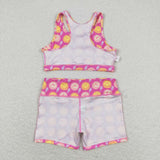 Sleeveless pink smile top shorts girls Swimsuit