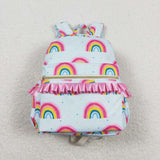 Colorful rainbow ruffle kids girls backpack
