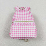 7.24 USA BA0086-- High quality pink plaid print backpack