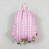 7.24 USA BA0086-- High quality pink plaid print backpack