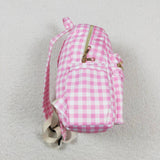 7.24 USA BA0086-- High quality pink plaid print backpack