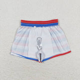 Red blue stripe kids boy 4th of july swim trunks