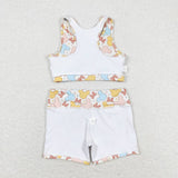 Sleeveless bow mouse top shorts girls yoga