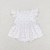 Flutter sleeves bow baby girls summer romper