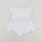 Flutter sleeves bow baby girls summer romper