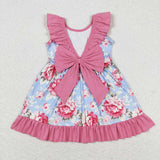 GSD0723-- flower pink short sleeve girls dress