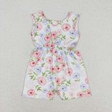 Sleeveless pink floral kids girls summer jumpsuit