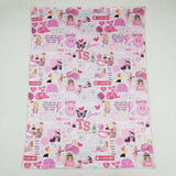 Pink smile butterfly heart glasses singer girls blanket