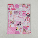 Pink smile butterfly heart glasses singer girls blanket