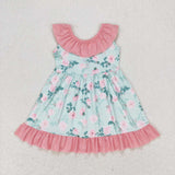 GSD0722-- flower short sleeve girls dress
