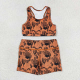 Sleeveless brown cactus top shorts girls clothes