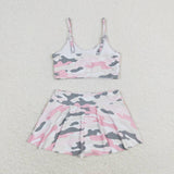 Pink camo 2 pcs mommy and me girls summer swimsuit