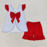 Dog flag tunic ruffle shorts girls 4th of july clothing