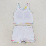 Sleeveless tie dye top skirt girls summer clothes swimsuit