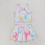 Sleeveless tie dye top skirt girls summer clothes swimsuit