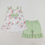 Sleeveless I love DAD floral tunic shorts girls outfits