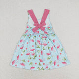 GSD0693--summer flower blue girls dress