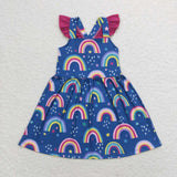 Flutter sleeves rainbow baby girls summer dress