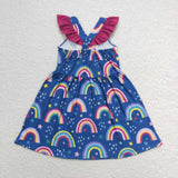 Flutter sleeves rainbow baby girls summer dress