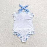 Turtle halter one piece girls summer swimsuit