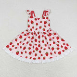 Flutter sleeves strawberry kids girls dresses