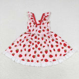 Flutter sleeves strawberry kids girls dresses