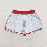 Blue plaid crawfish kids boys summer swim trunks