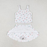 Sleeveless peach top skirt girls summer clothes  swimsuit